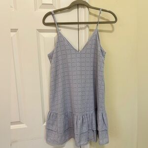 GB blue eyelet ruffle mini dress